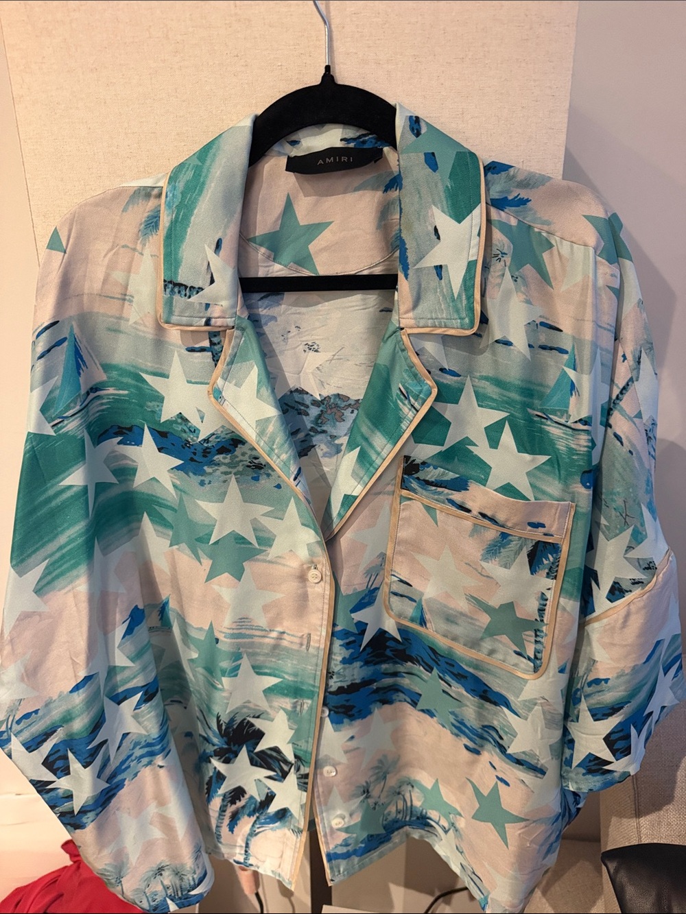 AMIRI Aqua & Teal Star Print Short-Sleeve Button-Down Shirt